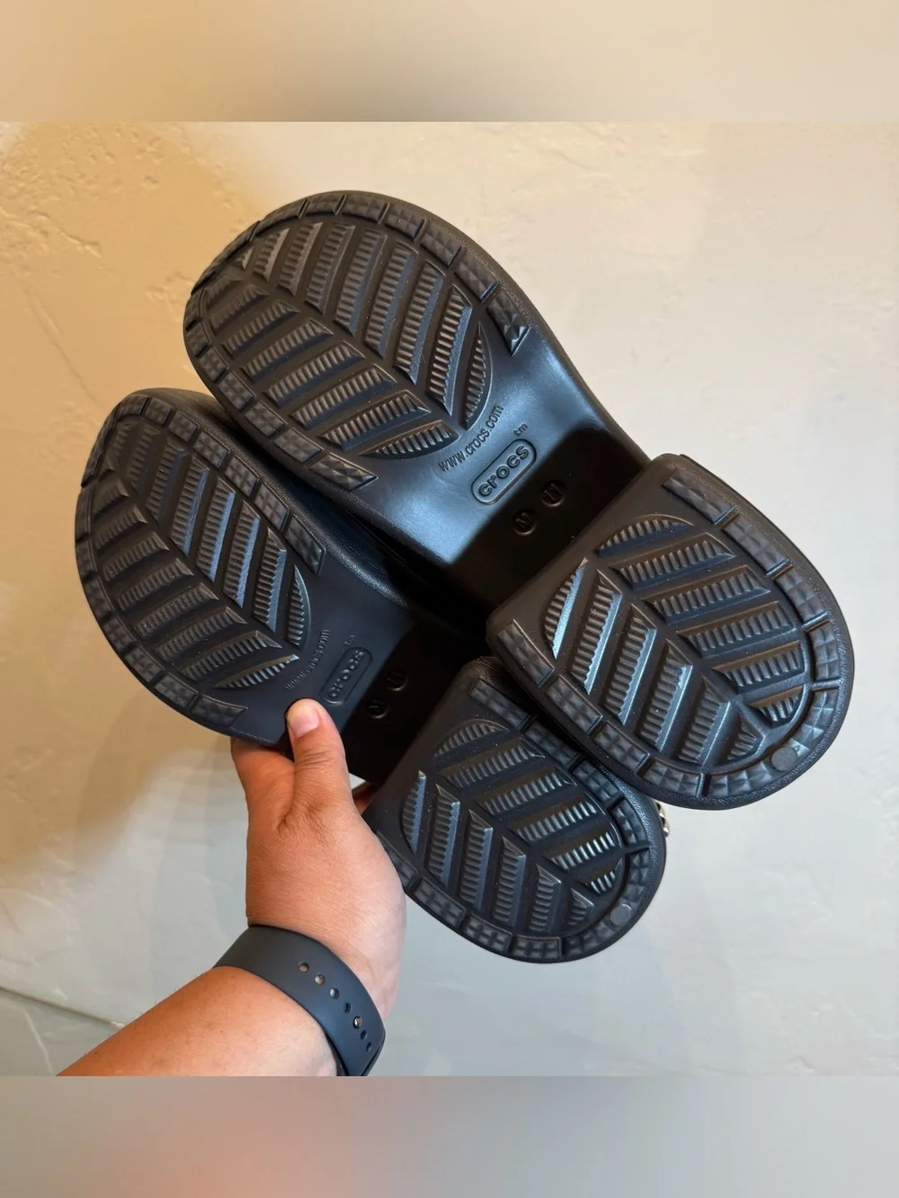 Crocs Black Platform Clogs with Studded Heel – Brand New